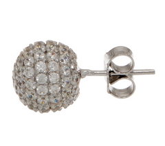 Diamonique Round Pave Sterling Silver Studs