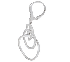 Diamonique Triple Circle Dangle 2" Earrings, Sterling Silver