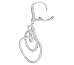 Diamonique Triple Circle Dangle 2" Earrings, Sterling Silver