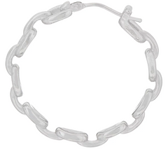 Italian Silver Status Link SS Round Hoop Earrings