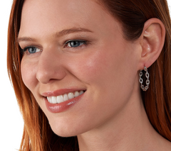 Italian Silver Status Link SS Round Hoop Earrings