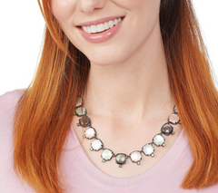 LOGO Links by Lori Goldstein Mystic Moonstone Gunmetal Necklace
