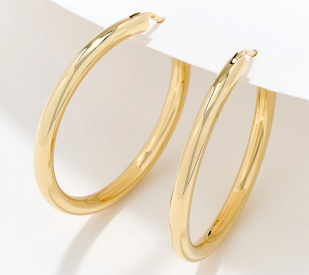 Silver Style Comfort Closure 1-1/2"  Gold-Over Sterling Silver Hoop Earrings