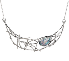 Or Paz Sterling Pear Shaped Roman Glass Web Necklace