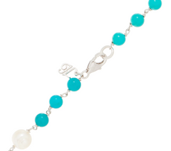 Honora Cultured Pearl & Turquoise Gemstone Bead 36" Sterling Silver Necklace