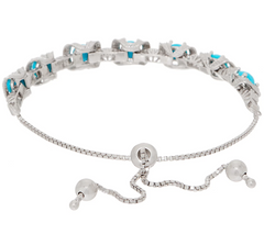 Turquoise Diamond Cut Adjustable Sterling Silver Bracelet