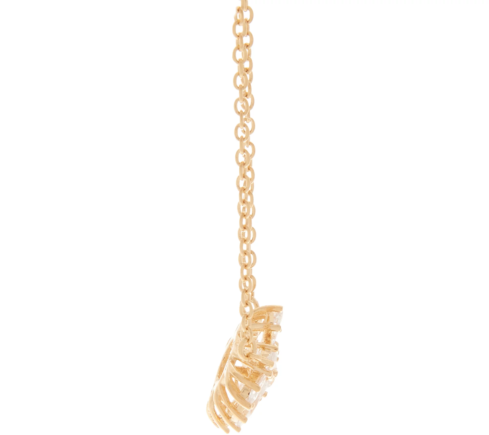 Diamonique Floral Marquise Necklace, 14K Gold Plated Sterling Silver