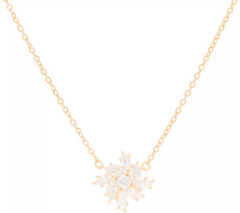 Diamonique Floral Marquise Necklace, 14K Gold Plated Sterling Silver