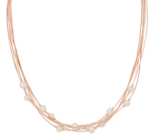Honora Cultured Pearl Multi-strand Rosegold Clad Sterling Silver Necklace