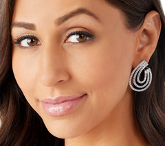 TOVA for Diamonique Sterling Silver Triple Row Drop Earrings,