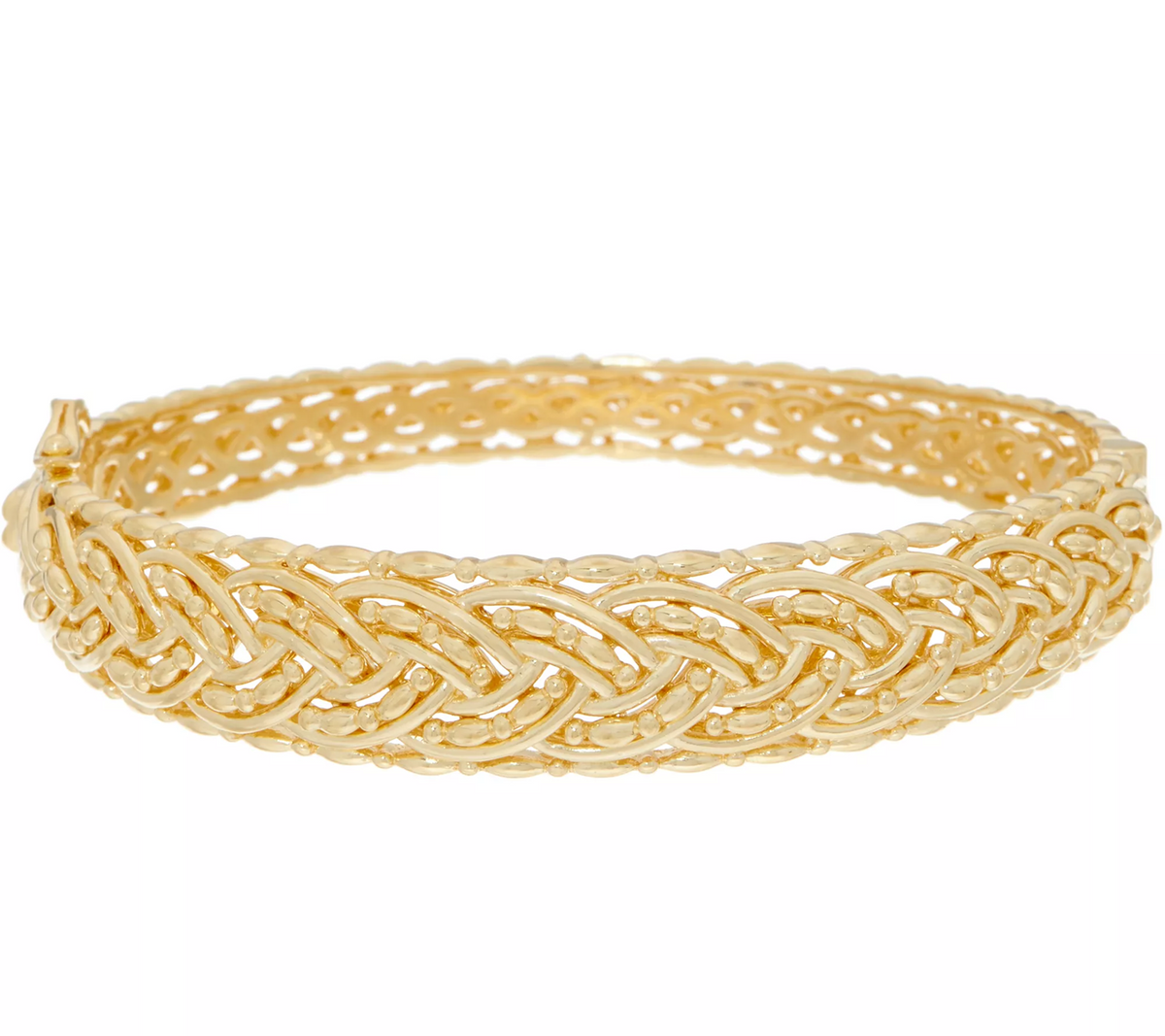 Gold Clad Sterling Silver Braided Hinged Bangle by Silver Style Large