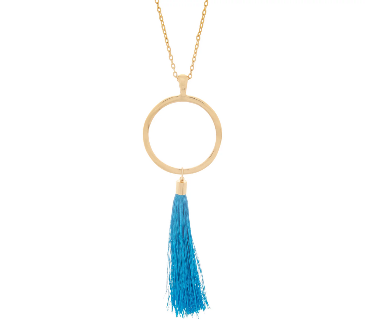 Belle by Kim Gravel Embellish Goldtone Bright Ocean Tassel Necklace