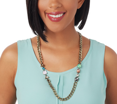 LOGO Links by Lori Goldstein Mixed Stone Curb Link Necklace