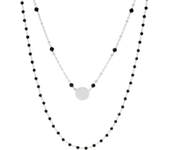 Italian Silver, Sterling silver, Circle Motif Midnight Black Gemstone Necklace Set