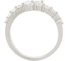 Diamonique Sterling Silver Graduated Asymmetrical Ring Size 6