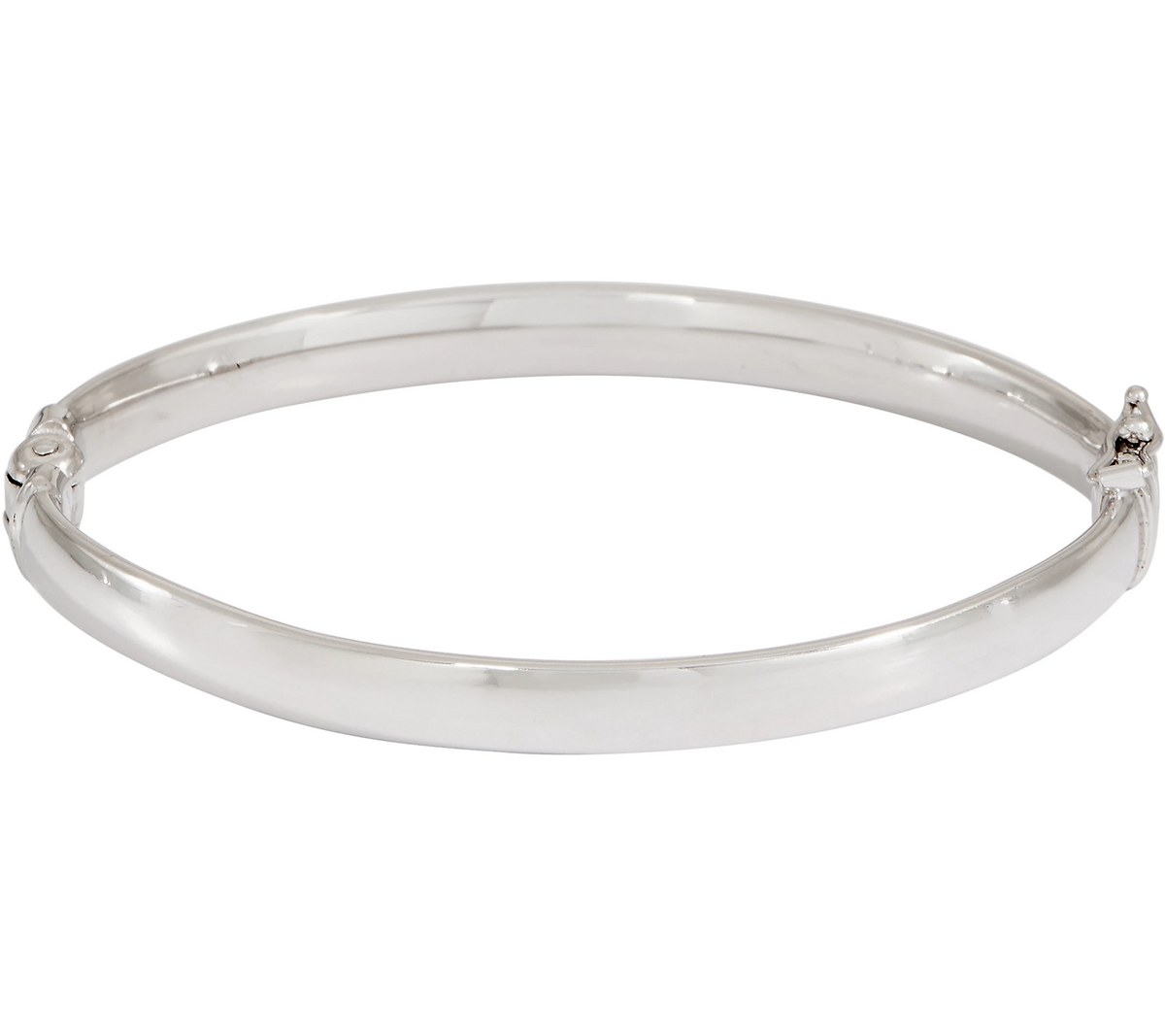 Silver Style Sterling Silver Solid Oval Hinged Bangle Large