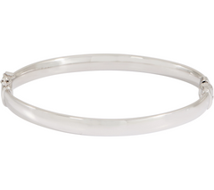 Silver Style Sterling Silver Solid Oval Hinged Bangle Large