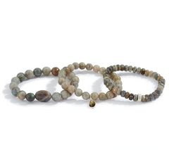 Dee Berkley Set of Three Labradorite Bracelets, Silvertone, 7-1/4" Fit
