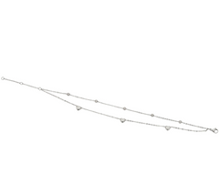 Steel by Design Bitty Heart Motif Double Row Ankle Bracelet Adjustable