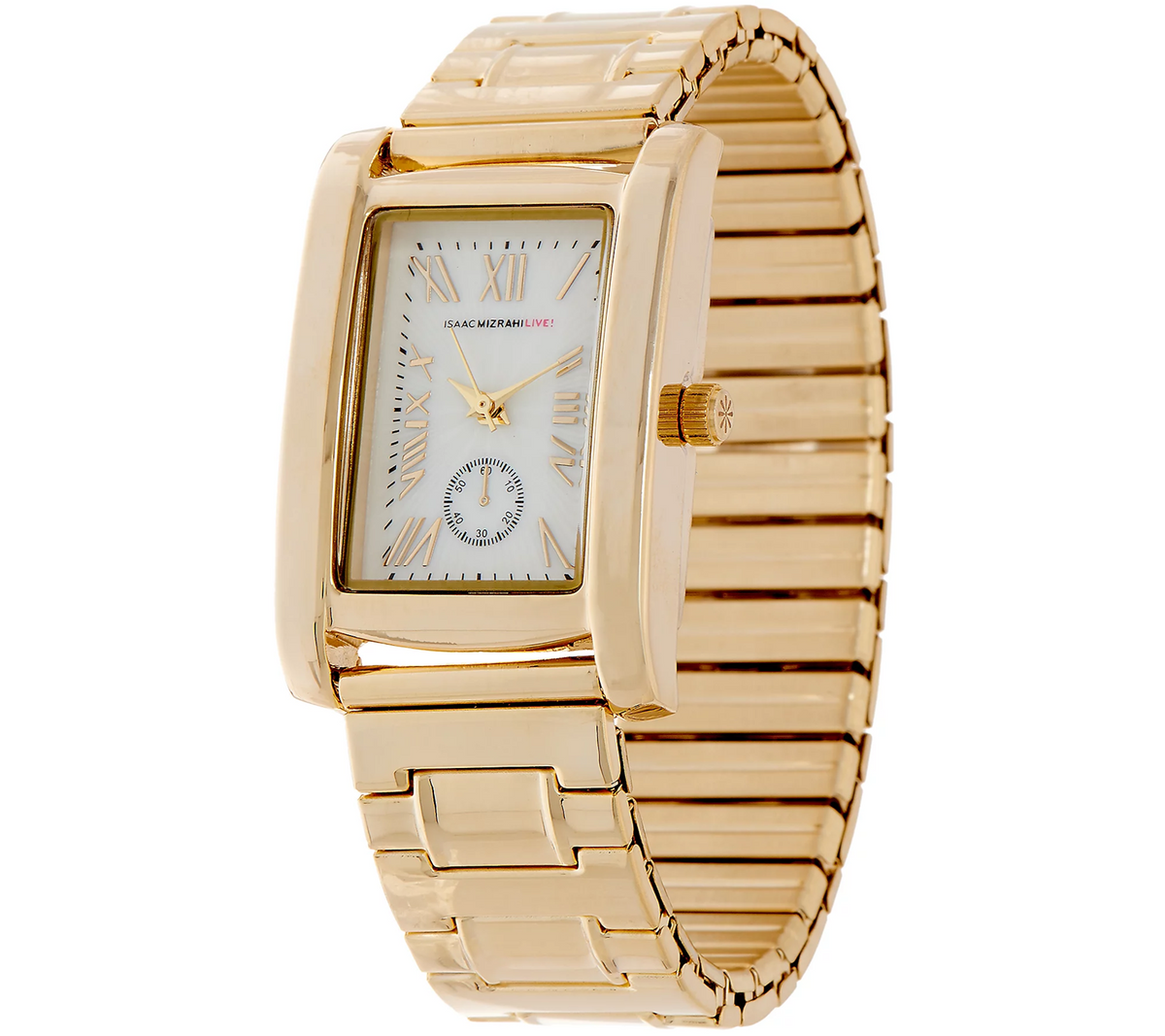Isaac Mizrahi Live! Rectangular Dial Metal Expansion Gold Tone Watch Avg