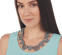 LOGO Lavish Links by Lori Goldstein Art Deco Estate Gunmetal Necklace