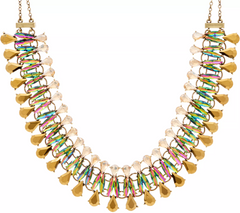 LOGO Links by Lori Goldstein Peacock Plumes Antique Goldtone Necklace