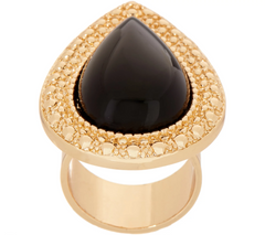 Samantha Wills Gold Tone Black Bohemian Bardot Ring Size 5