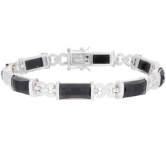 Black Spinel 7-1/4" Bracelet,  Sterling Silver