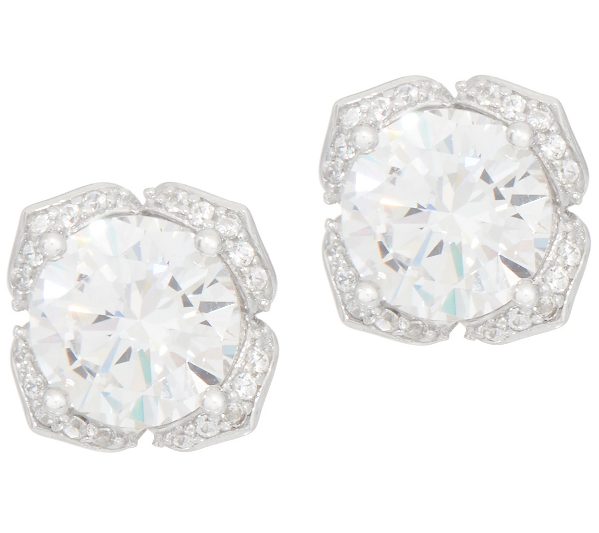 Diamonique Platinum Clad Tulip Setting Stud Earrings