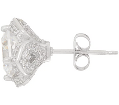 Diamonique Platinum Clad Tulip Setting Stud Earrings