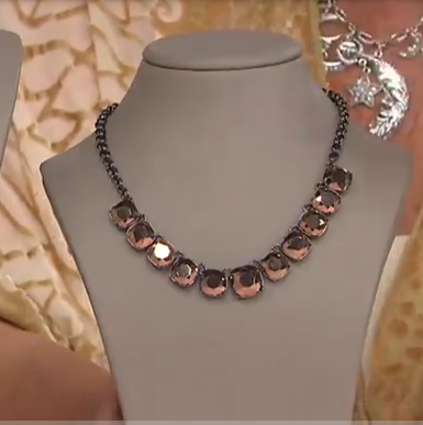 Kirks Folly Dazzle Me Gunmetal Necklace, Midnight
