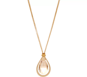 Susan Graver 34" Crystal Teardrop Multi-Strand Gold Tone Necklace