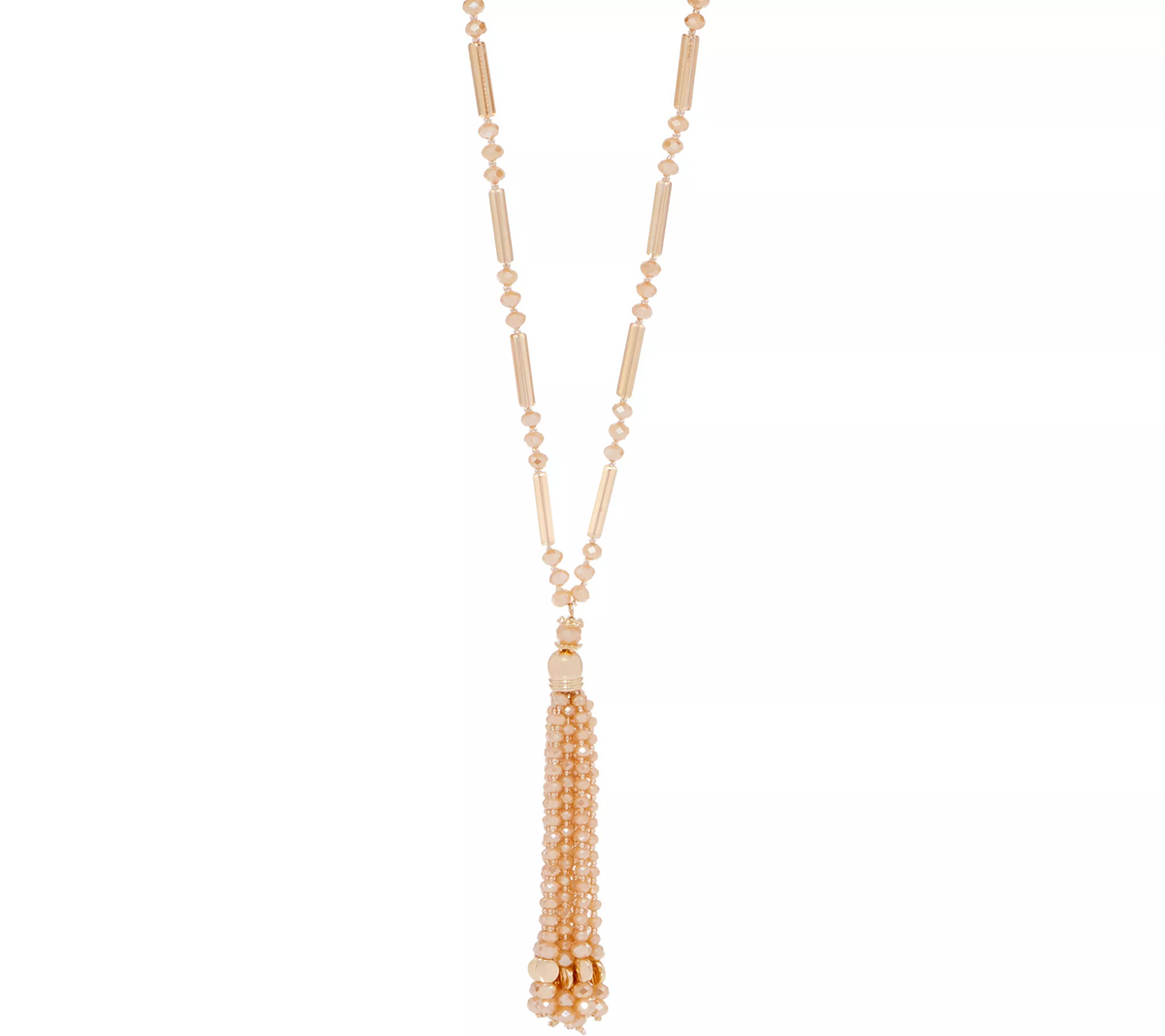 Susan Graver 40" Crystal Tassel Goldtone Necklace
