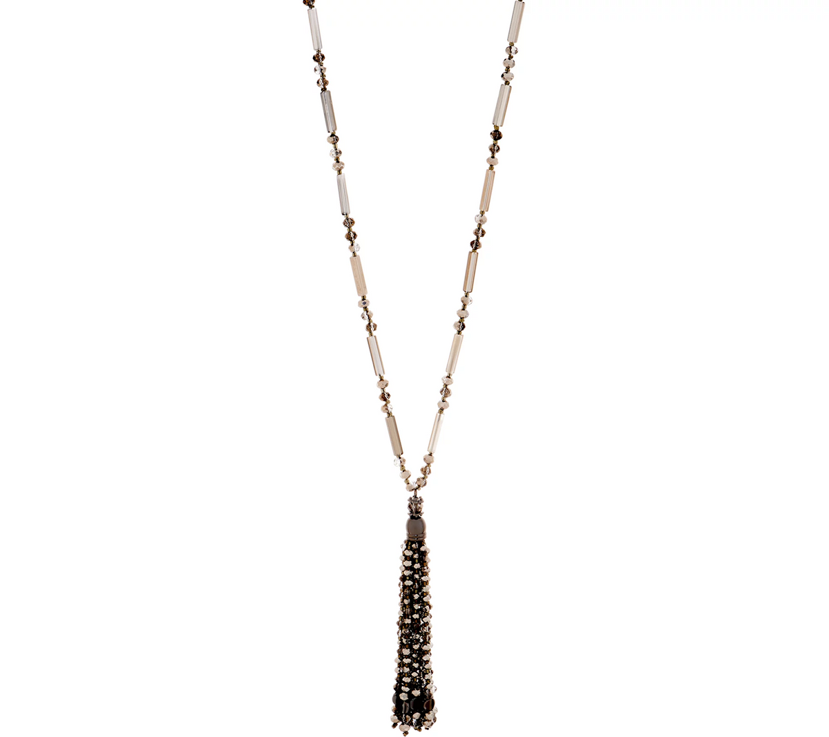 Susan Graver 40" Crystal Tassel Hemalite Necklace