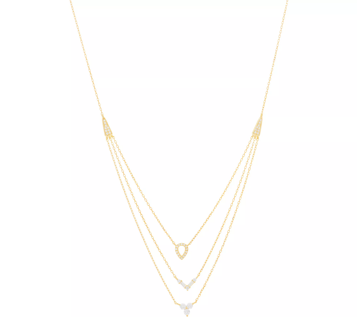 Diamonique Goldclad Sterling Silver Three Row Layered Necklace