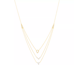 Diamonique Sterling Silver Goldclad Three Row Layered Necklace. 16"