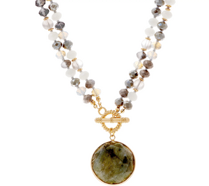 Susan Graver Goldtone Labradorite Drop Convertible Necklace