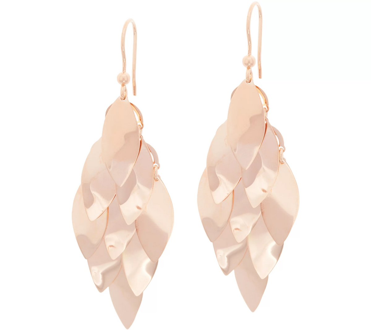 Bronzo Italia Marquise Dangle Rose Tone Bronze Earrings