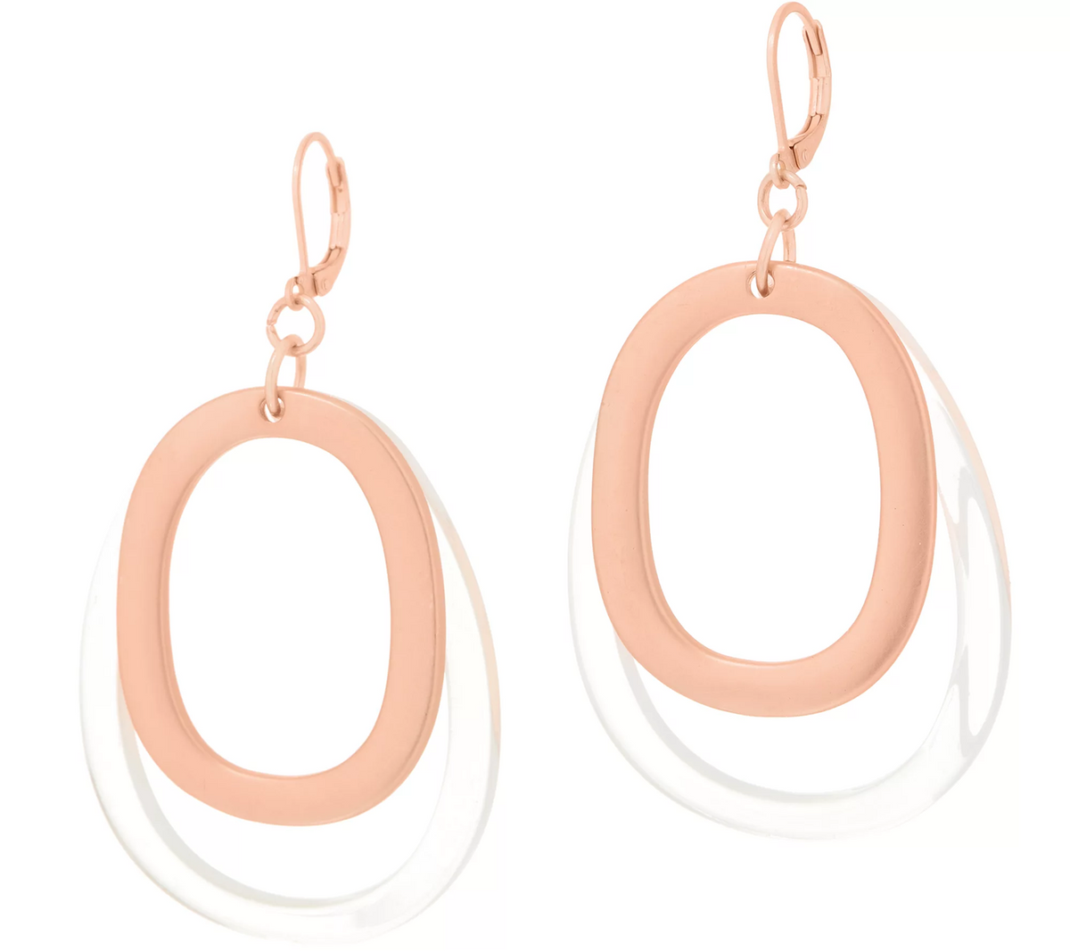 The Carrie - Lucite and Metal Rose Tone Hoop Earrings