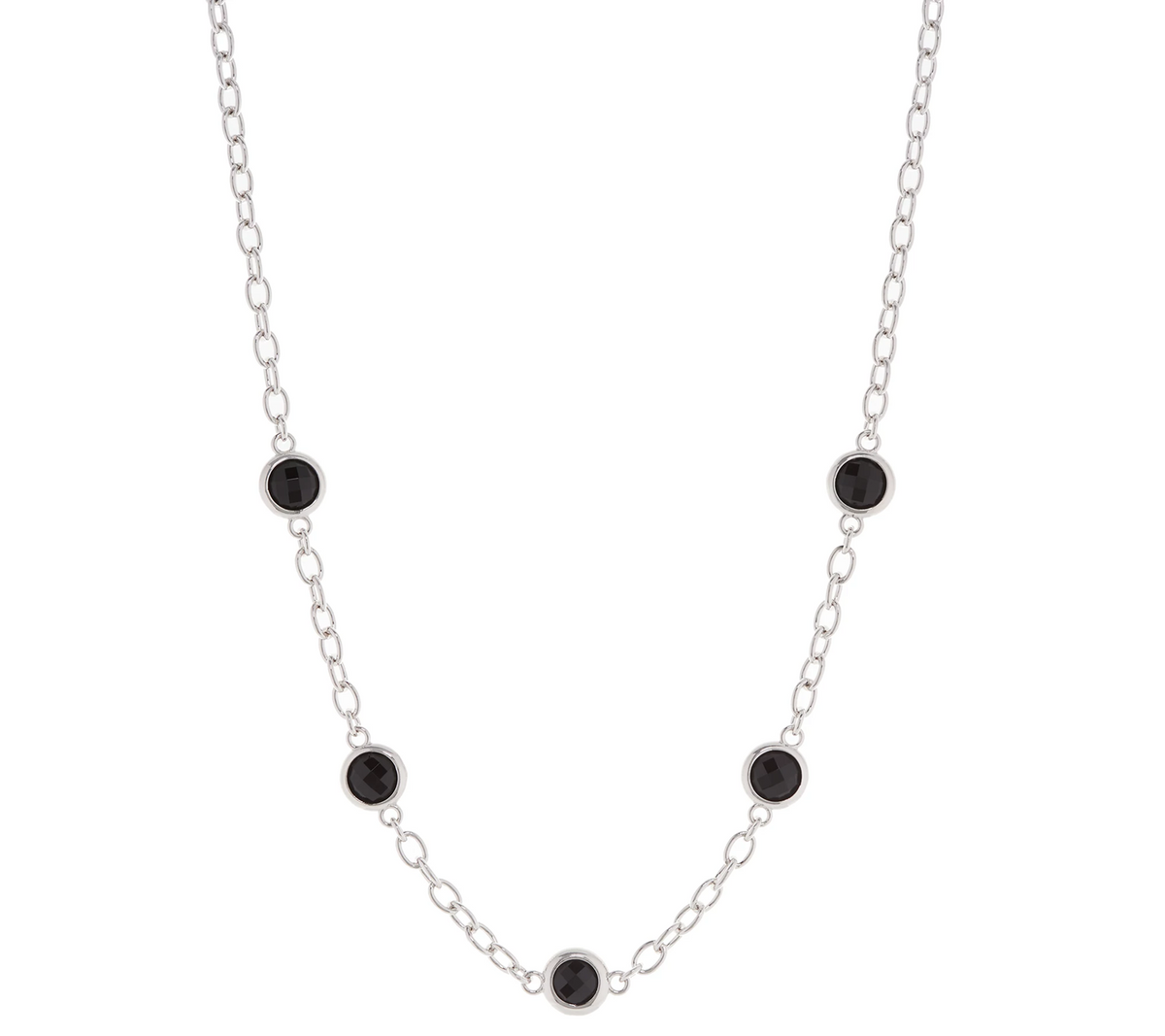 Bronzo Italia White-Black Onyx Station Necklace 18"