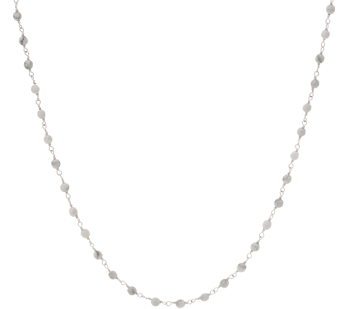 Italian Silver 20" Sterling Silver White Howlite Gemstone Necklace