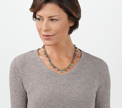 LOGO Links by Lori Goldstein Legacy Dew Drops Ribbon Antiqued Goldtone Necklace