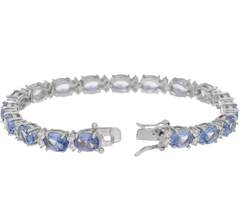 DMQ Simulated Tanzanite Oval Tennis Bracelet Sterling Silver, 7-1/4"