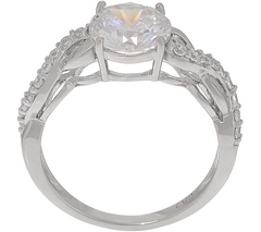 Diamonique  Sterling Silver Infinity Design Roung Cut Ring,Size 6