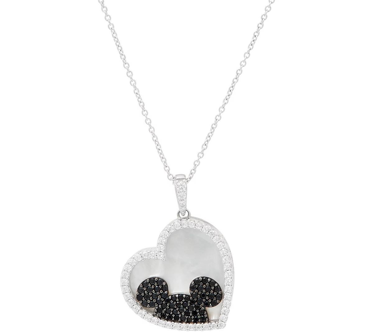 Mickey's 90th Birthday Diamonique Hidden Mickey Heart Pendant, Sterling silver