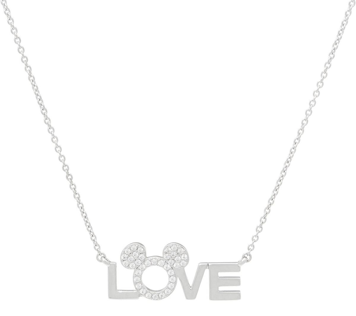 Mickey's 90th Birthday Diamonique Love Necklace, Sterling Silver