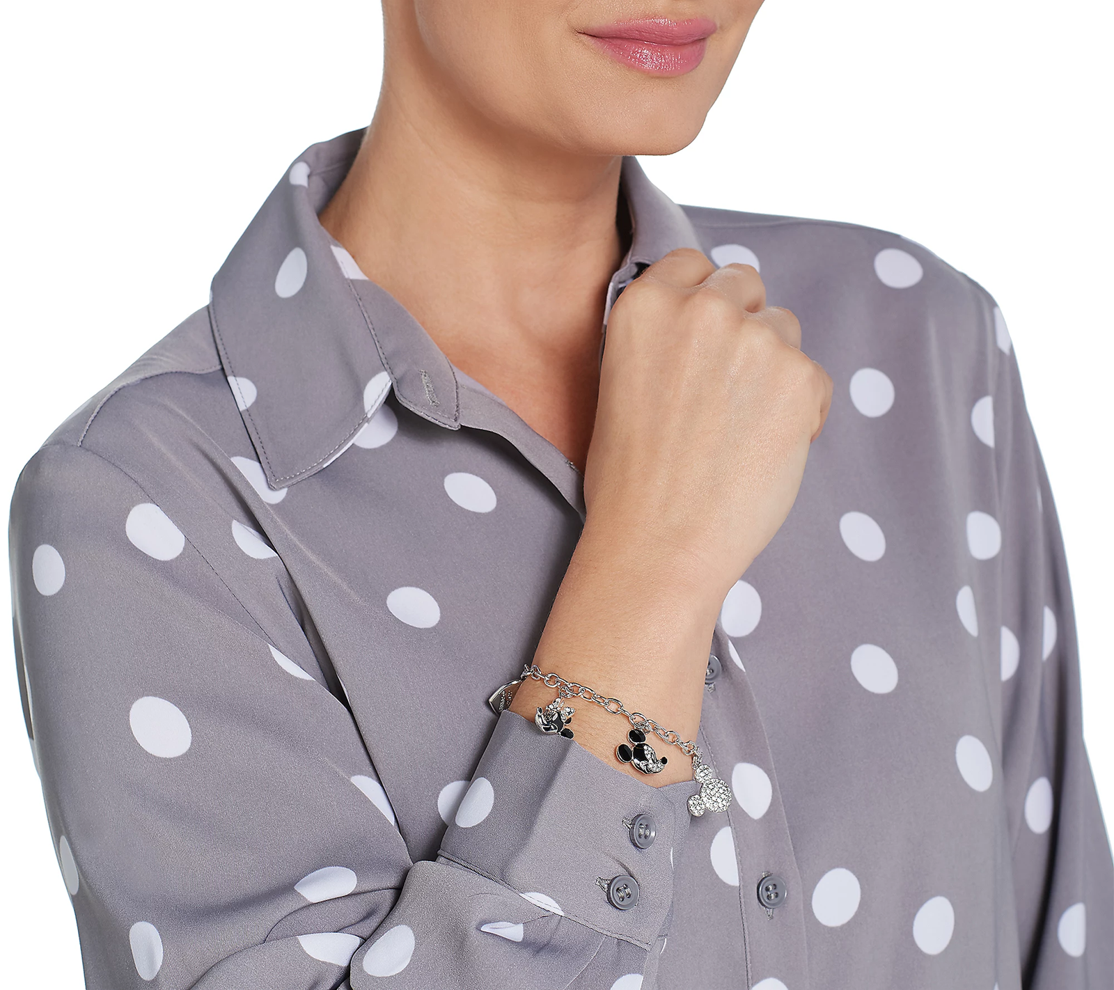 Mickey's 90th Birthday Mickey & Minnie Charm Bracelet Bracelet, 8"