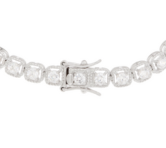 Diamonique Halo Sterling Silver Tennis Bracelet, Small 6-3/4"