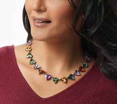 LOGO Links by Lori Goldstein Legacy Triangles Antiqued Goldtone Necklace