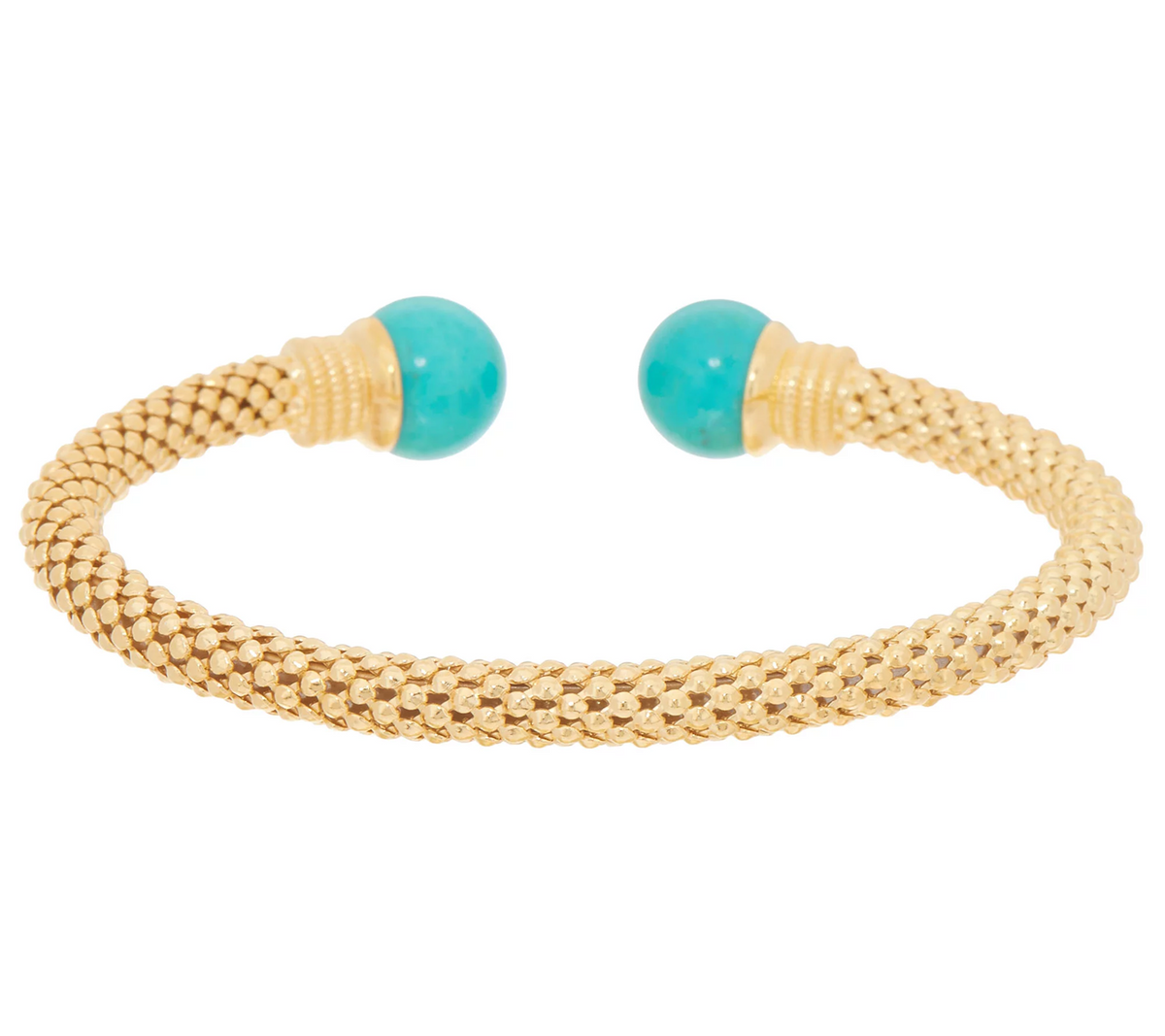 Italian Silver Sterling Turquoise Popcorn Gold Tone Cuff Small
